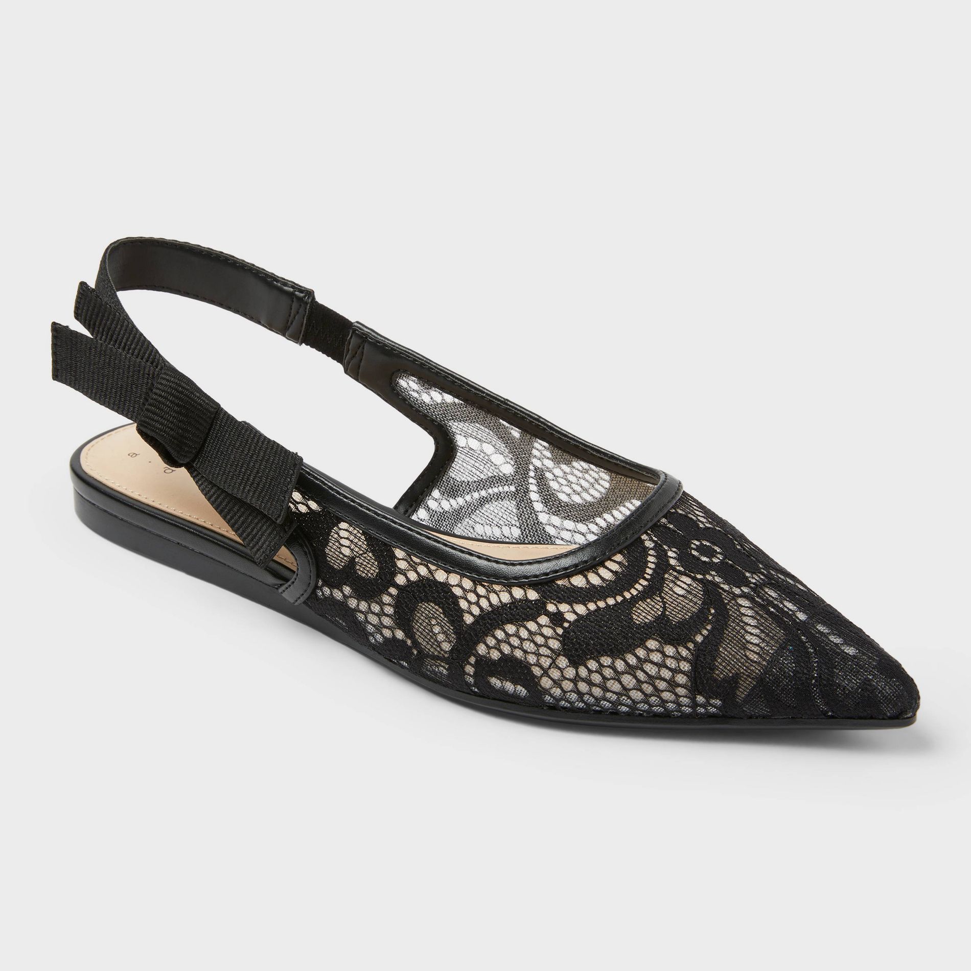 Women's London Lace Sling Back Bow Flats - A New Day™