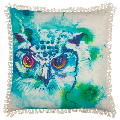 Rizzy Home Owl Throw Pillow Blue