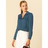 INSPIRE CHIC Women's Elegant V Neck Long Sleeve Office Work Satin Shirt - 2 of 4