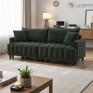 83" Polyester Futon Sofa Bed with 2 Pillows, Adjustable Backrest & Hidden Storage - 1 of 4