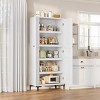 63 Inch Tall Storage Cabinet, 5 Tier Narrow Kitchen Pantry with Adjustable Shelves, Metal Legs, Farmhouse Bathroom Cabinet, Wooden Accent Cabinet - 4 of 4