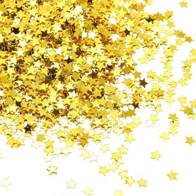 Juvale Metallic Glitter Foil Confetti for Wedding, Balloon, DIY - Gold Star, 0.1" 7 oz