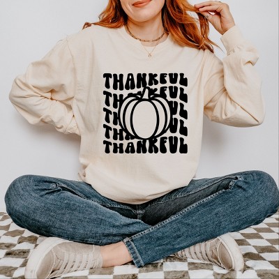 Simply Sage Market Stacked Thankful Pumpkin Garment Dyed Long Sleeve