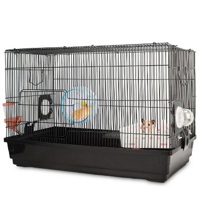 iMountek"2-Tier Hamster Cage Small Animal Habitat with Playpen for Pet Rats, Mice, Hamsters, Critter House"Black