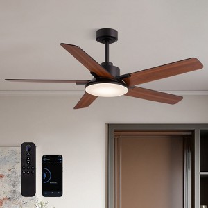 Siljoy 52-in Black Ceiling Fan with LED Light and Remote Control Include (5 Blades) For Bedroom Living Room and kitchen - 1 of 4