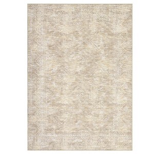 Modern Washable Geometric Rug – Ultra-Soft Distressed Accent Carpet with Non-Slip Backing - 1 of 4