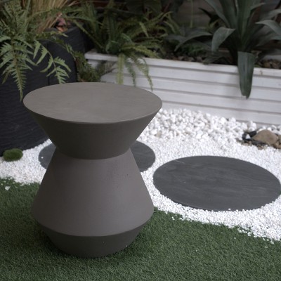 Okak 18.1"H Modern Sturdy Faux Terrazzo Outdoor Side Table, Plant Table Decorative Garden End Tables for Indoor Outdoor, Patio Accent Table, Brown