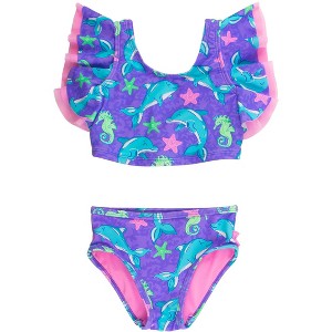 RuffleButts Baby Girls UPF50+ Butterfly Tankini - 1 of 4