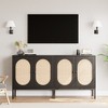 Whizmax 2 Set Sideboard Buffet Cabinet, Rattan Storage Cabinet with Adjustable Shelves for Dining Room, Kitchen, Living Room - Black - 2 of 4