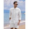 YESFASHION Men's Cotton Linen Sets 2 Piece Long Sleeve Beach Outfits Button Down Shirts and Shorts Casual Summer - 3 of 4