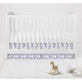 Bacati - Isabella Paisley Aqua/Lilac/Purple Paisley Crib/Toddler Bed Skirt
