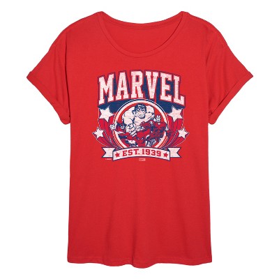 Women's - Marvel - Collegiate Americana Oversized Graphic T-Shirt