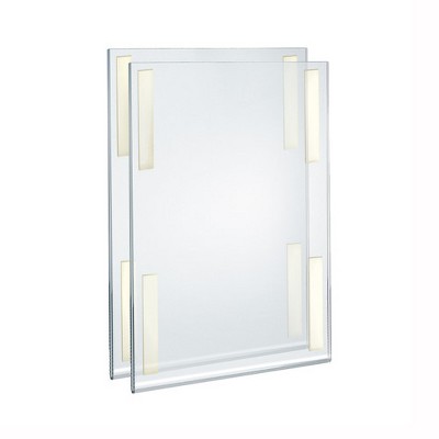 Azar Displays Self Adhesive Clear Acrylic Wall Sign Holder Frame 11" W x 17" H - Portrait / Vertical, 2-Pack