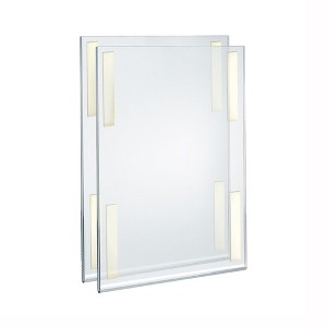 Azar Displays Self Adhesive Clear Acrylic Wall Sign Holder Frame 11" W x 17" H - Portrait / Vertical, 2-Pack - 1 of 4