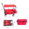 Garvee Collapsible Folding Wagon Cart, 150 Lbs Heavy-Duty Compact Shopping Wagon Cart with Removable Sunshade & All-Terrain 360° Wheels, Red - 2 of 4
