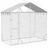 Outdoor Dog Kennel Silver Galvanized steel, polyethylene Large vidaXL - 2 of 4