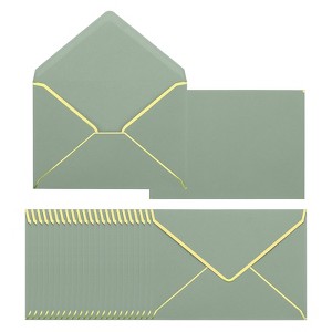 Unique Bargains Thick Paper Greeting Card A7 Envelopes with Gold Border 5" x 7" 200 Pcs - 1 of 4