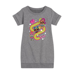 - LOL Surprise! - Glow Grrrl, Neon QT, & Beats Babe Graphic Short Sleeve Fleece Dress - 1 of 3