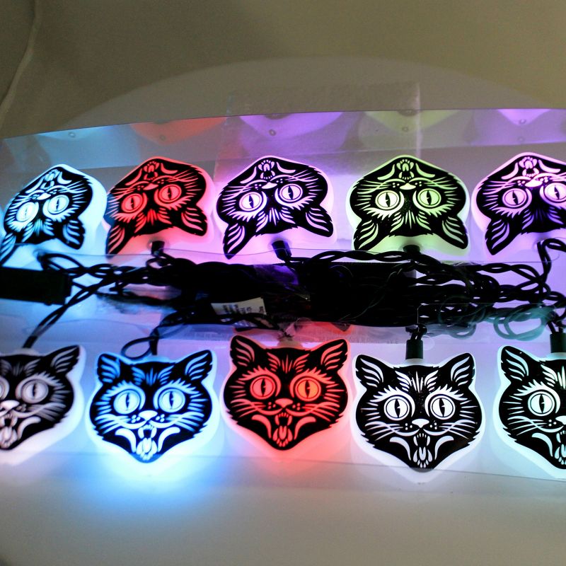 Kurt S. Adler 2.5 Inch Black Cat Mask Led Light Set Indoor Outdoor Electric Novelty Sculpture Lights, 3 of 6