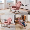 Tufted Teddy Fabric Rocking Glider Chair with High Back and Headrest,Modern Accent Armchair for Nursery Living Room Bedroom-Baofuwish - 2 of 4