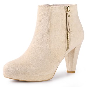 Perphy Women's Suede Platform Round Toe Chunky Heels Ankle Boots - 1 of 4