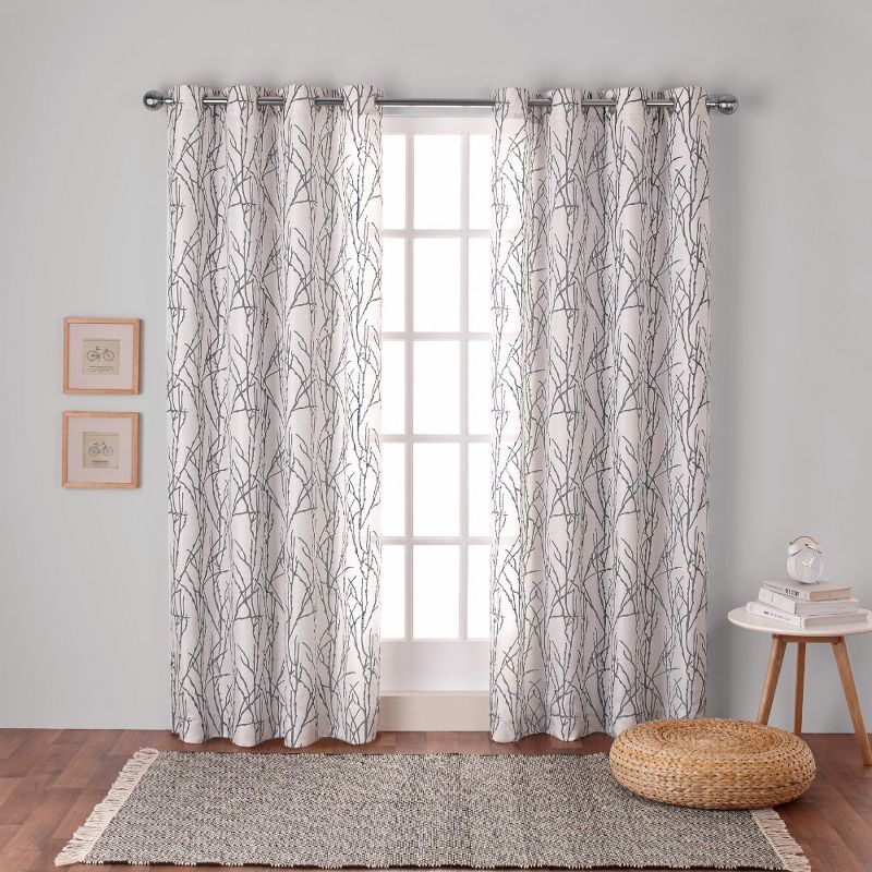Branches Linen Blend Grommet Top Window Curtain Panel Pair - Exclusive Home&#153;, 1 of 13
