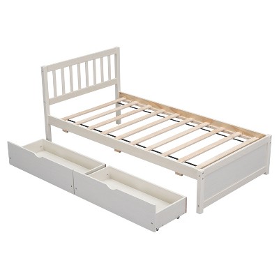 NicBex Twin Size Platform Bed with 2 Drawers for Adults,Boys,Girls