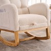 PAGED Upholstered Rocking Chair with Footrest High Back Accent Chair with Rubber Wood Rocking Legs for Living Room, Reading Room - 4 of 4
