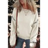 Coolmee Womens Sweaters Fashion Crewneck Loose Fit Long Sleeve Contrast Cable Knit Pullover Sweater Jumper Tops - 4 of 4