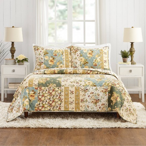 Full/queen 3pc Floral Patch Quilt Set Ivory - Modern Heirloom : Target