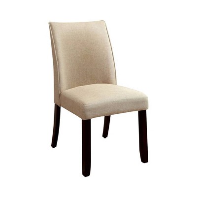 Set of 2 Contemporary Side Chairs with Flax Fabric Ivory - Benzara