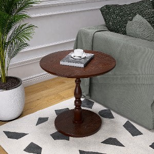 Lyngins Round Side Table, Small Table with Wooden Ball Legs, End Table for Living Room, Modern Accent Nightstand, Water-Resistant Finish - 1 of 4