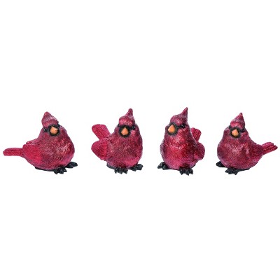 Transpac Resin 4 in. Red Christmas Cardinal Figurine Set of 4