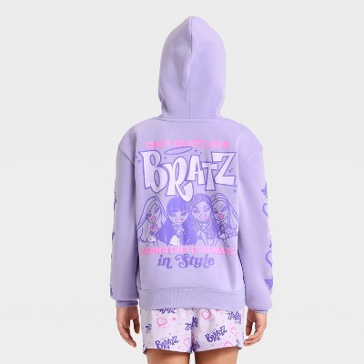 Girls' Bratz Hoodie Front and Back Graphic Pullover Sweatshirt - Purple