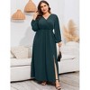 Women's Plus Size  Dress – Alluring Crossover V-Neck, Liquid Drape & High-Leg Slits for Captivating Evenings - 2 of 4