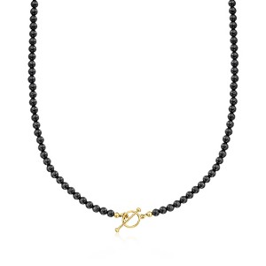 Ross-Simons 3.5-4mm Onyx Bead Charm-Compatible Toggle Necklace in 18kt Gold Over Sterling - 1 of 4