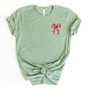 Christmas Bow Quilted Print - Women's Short Sleeve Graphic T-Shirt - 1 of 4