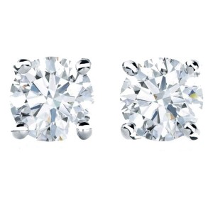 Amore Stud Solitaire Earrings for Women by Ginger Lyne 2Ctw or 4Ctw Topaz Sterling Silver - 1 of 4