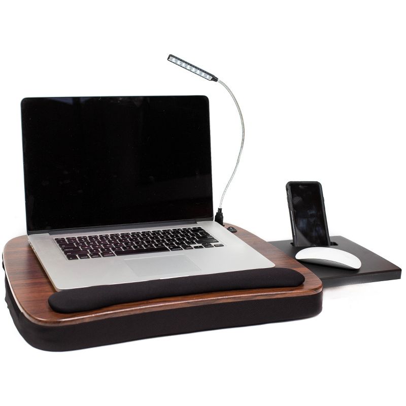 Sofia + Sam Multi Tasking Memory Foam Lap Desk with USB Light ( Brown Wood Top), 5 of 10