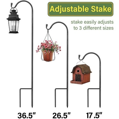 Black Steel Extendable Garden Shepherd's Hooks Set of 10