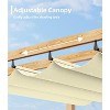 Wood Grain Aluminum Pergola Outdoor Pergola with Retractable Canopy Sun Shade Shelter - 2 of 4