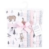 Hudson Baby Infant Girl Cotton Flannel Burp Cloths, Winter Forest, One Size - 2 of 4