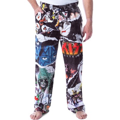 Kiss Men's Rock Band Magazine Rip Collage Adult Loungewear Pajama Pants ...