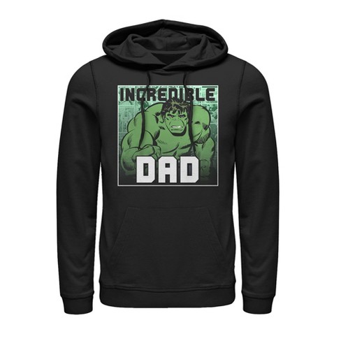 Men s Marvel Father s Day Hulk Incredible Dad Pull Over Hoodie Black Medium