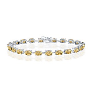 Simona Sterling Silver, 6x4mm Oval, 9.68cttw Citrine Gem Tennis Bracelet - Yellow - 7.5 Inch - 1 of 2