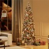 Yaheetech 6Ft/7.5Ft Pre-lit Frosted Artificial Christmas Tree with Stand, Green - 2 of 4