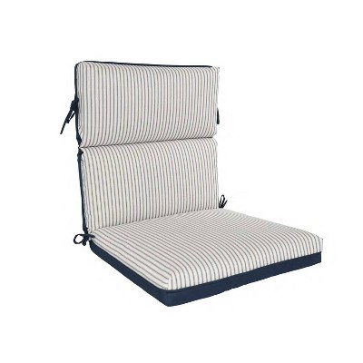 Home Fashions International 21"x22" Mini Ticking Highback Outdoor One Piece Chair Cushion Navy Stripes