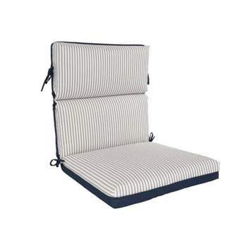 Home Fashions International 21"x22" Mini Ticking Highback Outdoor One Piece Chair Cushion Navy Stripes