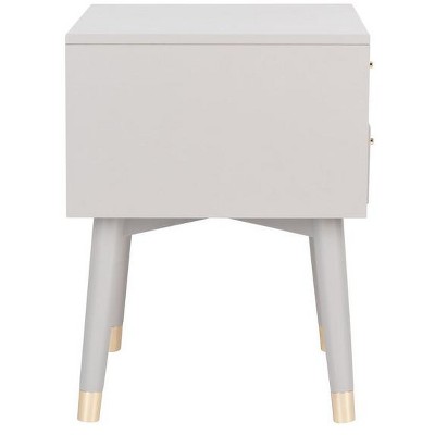 Retro Grey and Gold 2-Drawer 26" Nightstand with Metallic Accents