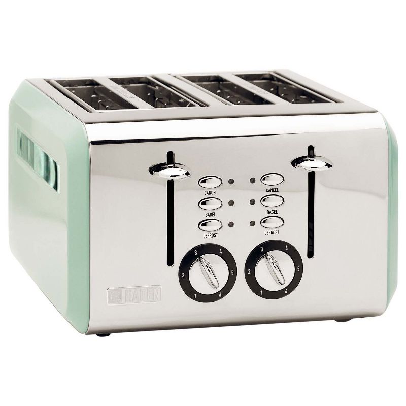 Haden Cotswold Wide Slot Stainless Steel Retro 4 Slice Toaster & Cotswold 1.7 Liter Stainless Steel Body Retro Electric Kettle, Sage Green, 3 of 7
